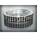3 Row Wedding Party Black Rhinestone Stretch Ba...