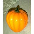 NEW AUTUMN SHINY GLASS ORANGE PUMPKIN WITH GREE...