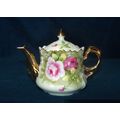 Lefton Green Heritage mini teapot 6710 pink ros...