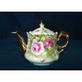 Lefton Green Heritage mini teapot 6710 pink ros...