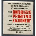 c1950s Harold Wood Printing, Romford waterslip ...