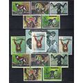 Ajman 2925-2930 AB Block A 530 B MH/CTO Monkeys...
