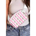 White Flower Print Buckle Wide Strap Sling Bag
