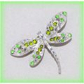 Bright Green Crystal Dragonfly Brooch Jumper Cl...