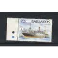 BARBADOS 1994 SHIP 70c VALUE MNH