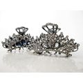 Medium blue or smoke gray crystal metal hair cl...