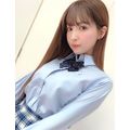 Asian film actress YUA MIKAMI blue shirt & neck...