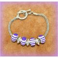 Summer Gift Charm Euro Purple Bead Silver Tone ...