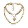 New Ladies Trendy Bib Gold Bold 2 Chain Choker ...