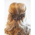 Faux wooden bow hair clamp clip barrette