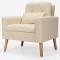 Beige Linen Mid-Century Modern Living Room Acce...