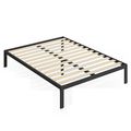 Full Black Metal Platform Bed Frame with Wood S...