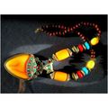 Antiqued Bronze Large Indian Pendant Wood Bead ...