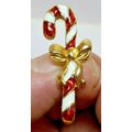 Vtg Christmas Holiday Candy Cane Bow Tie Gold T...