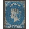Ceylon 1887 SG2a 1d Blue Wmk STAR Good+ Used .