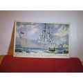 "H.M.S. VANGUARD" BATTLESHIP used vintage postc...