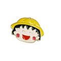 Happy Face Pin Badge Enamelled Yellow Cap Metal...