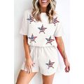 White Waffle Sequin American Flag Star Pattern ...
