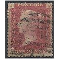 1858 SG43 1d Red Plate 122 Good+ Used "QJ".