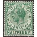 Gibraltar 1912 SG76 1/2d Blue-Green Mounted Min...