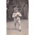Child Running Off With Drain Pipe Old Real Phot...