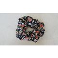 Large floral dark blue hair tie pony tail holde...