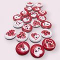 15mm Wooden Buttons Love Heart Pattern Red And ...