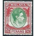 Penang 1949 SG21 $2 Green & Scarlet Mounted Min...