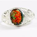 Created Black Opal, 925 Sterling Silver Ladies ...