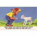 Vintage Greetings Card - Here comes my lamb it'...