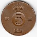 Sweden : 5 Öre 1962 U
