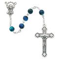 Blue Swirled Rosary with Two Free Prayer Cards ...