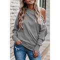 Gray Ribbed Zip Knit Top