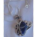 Lapis raw silver pendant MR10