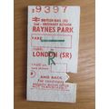 BR Raynes Park - London (SR) Rtn Ticket 1985