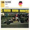 Collectors Club card. Classic Cars. Maurer MM80...