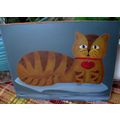 Acrylic Folkart Kitty Cat Painting by local artist