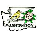 Washington State Outline with Goldfinch and Flo...