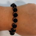 Handmade Wire Wrapped Black Faceted Bead Bracelet