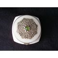 Vintage Art Deco Square Powder Compact White Lu...
