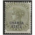 Chamba (ICS) 1887 SG10 4a Olive-Green Mounted M...