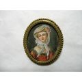 Rare 19th century pin, hand painted and signed ...