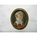 Rare 19th century pin, hand painted and signed ...