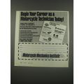 1991 Motorcycle Mechanics Institute Ad - Begin your career as a motorcycle techn