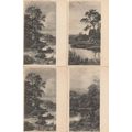 London Barge River Boats 4x Antique Painting Po...