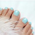 Baby Blue False Toe Nails Press On Square Full ...