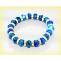 Blue & Clear Crystals Gold Plated Roundels Brac...