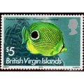 BVI Virgin 1975 Fish $5 Foureye Butterfly Unmou...