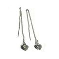 Sterling Silver Puffed Heart Dangle Ear Threads