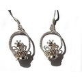 Sterling Silver Flower & Basket Dangle Earrings